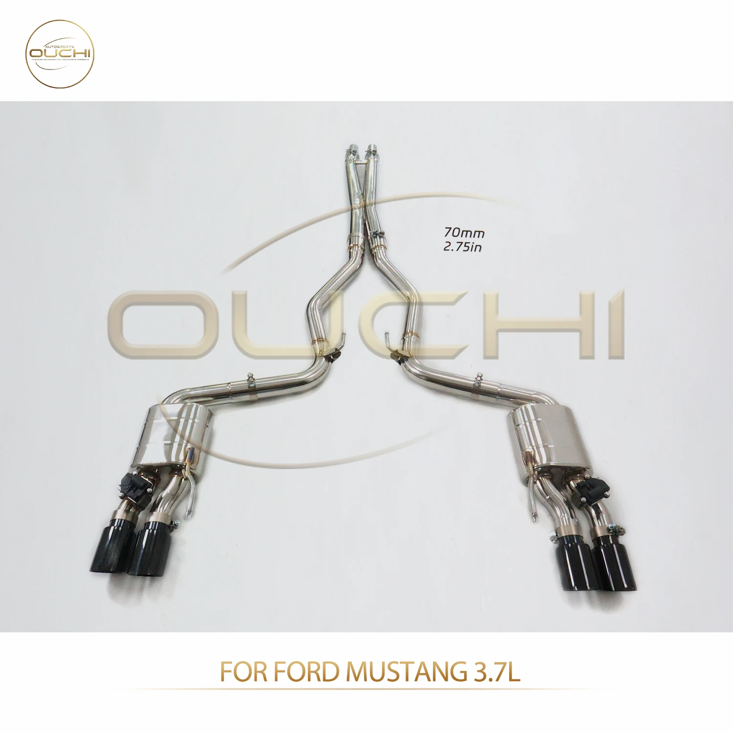 

OUCHI Factory Direct Sales SS304 Catback for Ford Mustang 3.7L 2014+ Electronic Valve Exhaust, 70mm Pipe Design Muffler Tips