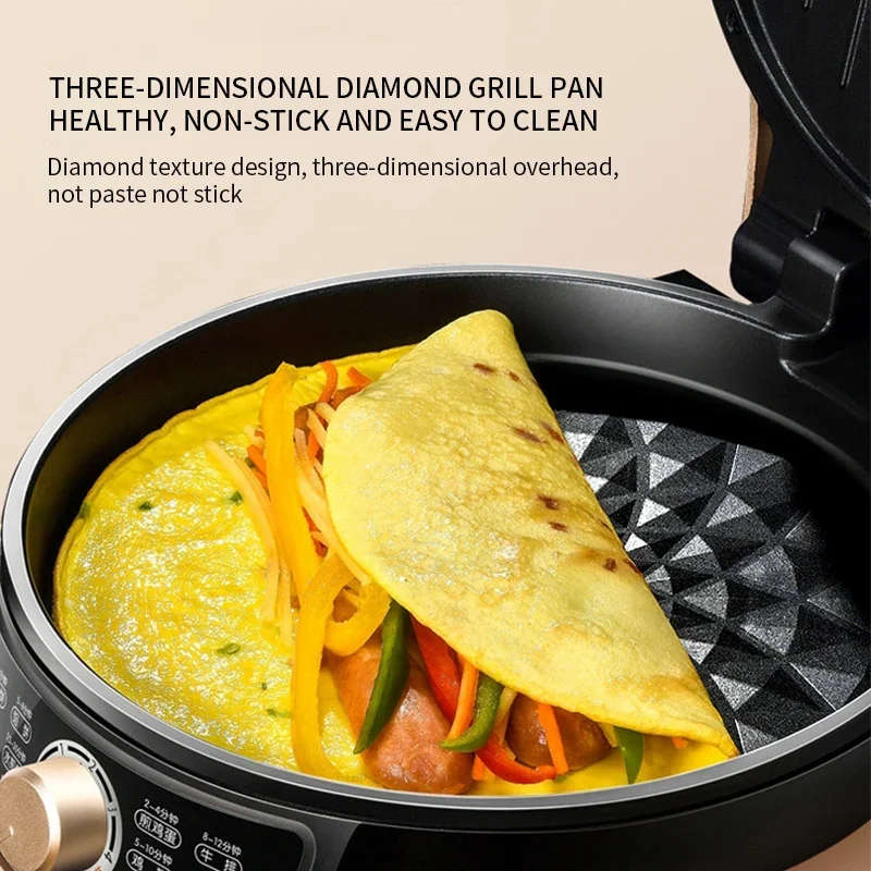 شواية فطيرة كهربائية، منزلية، تسخين على الوجهين، مقلاة فطيرة