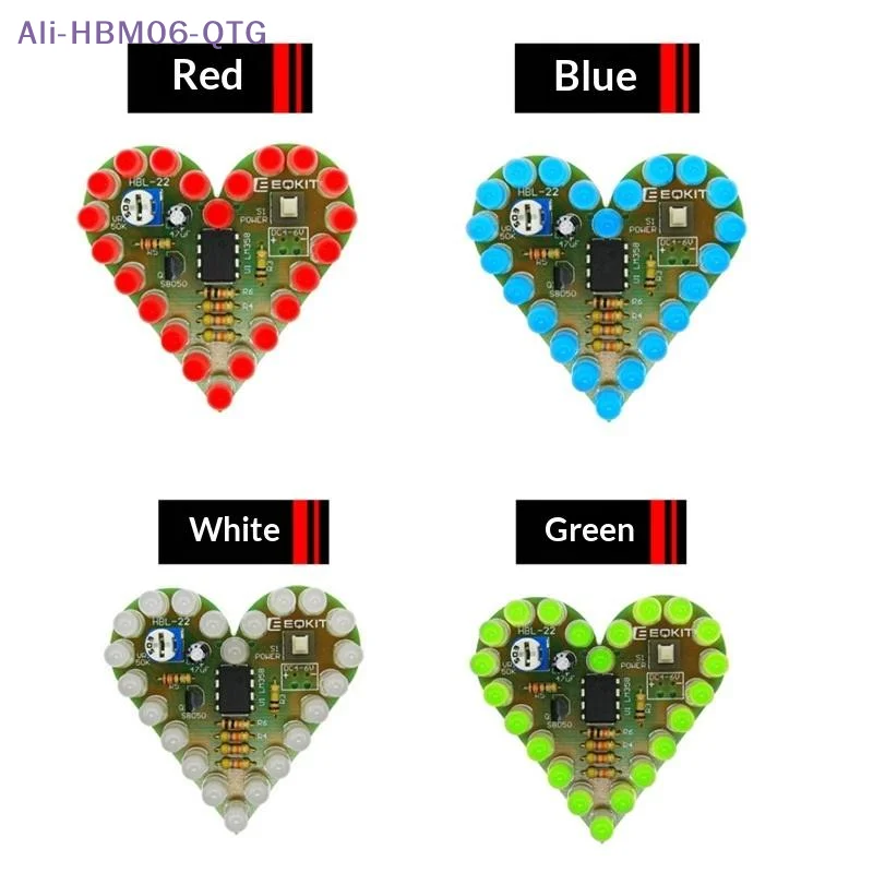 *Diy Electronic Kit Heart Shape Led Breathing Light Electronic Kit Multiple Colors Electronic Components Welding Practice Board