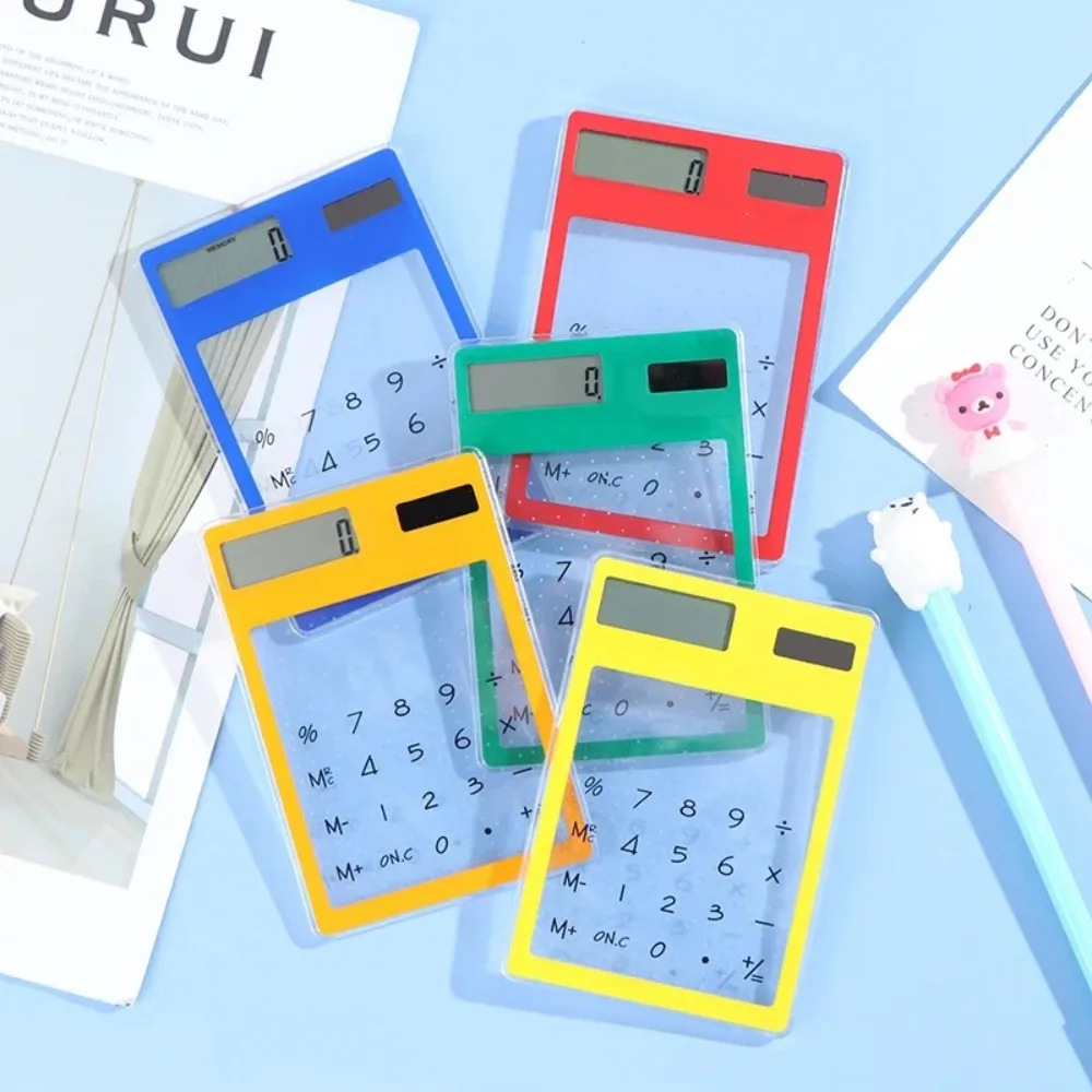 미니 휴대용 투명 만화 계산기, 태양 에너지 계산기, 사무실 학교 문구, 8 자리, 1PC