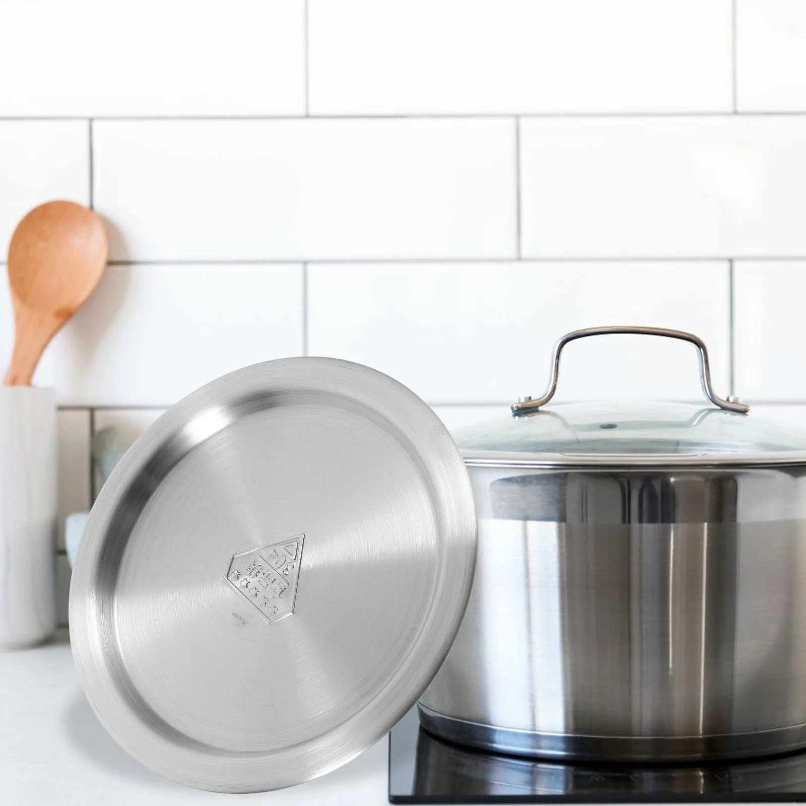 

Anti Boiling Overflow Plate Universal Pan Lid 304 Stainless Steel Cookware Cover Fits 12 3cm 14cm Diameters Hightemp Resistant