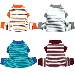 Stripe Dog Pajamas Onesie Spring Autumn Cotton Dog Clothes for Small Medium Dogs, Soft Cat Puppy Jumpsuit Outfits Pet Apparel