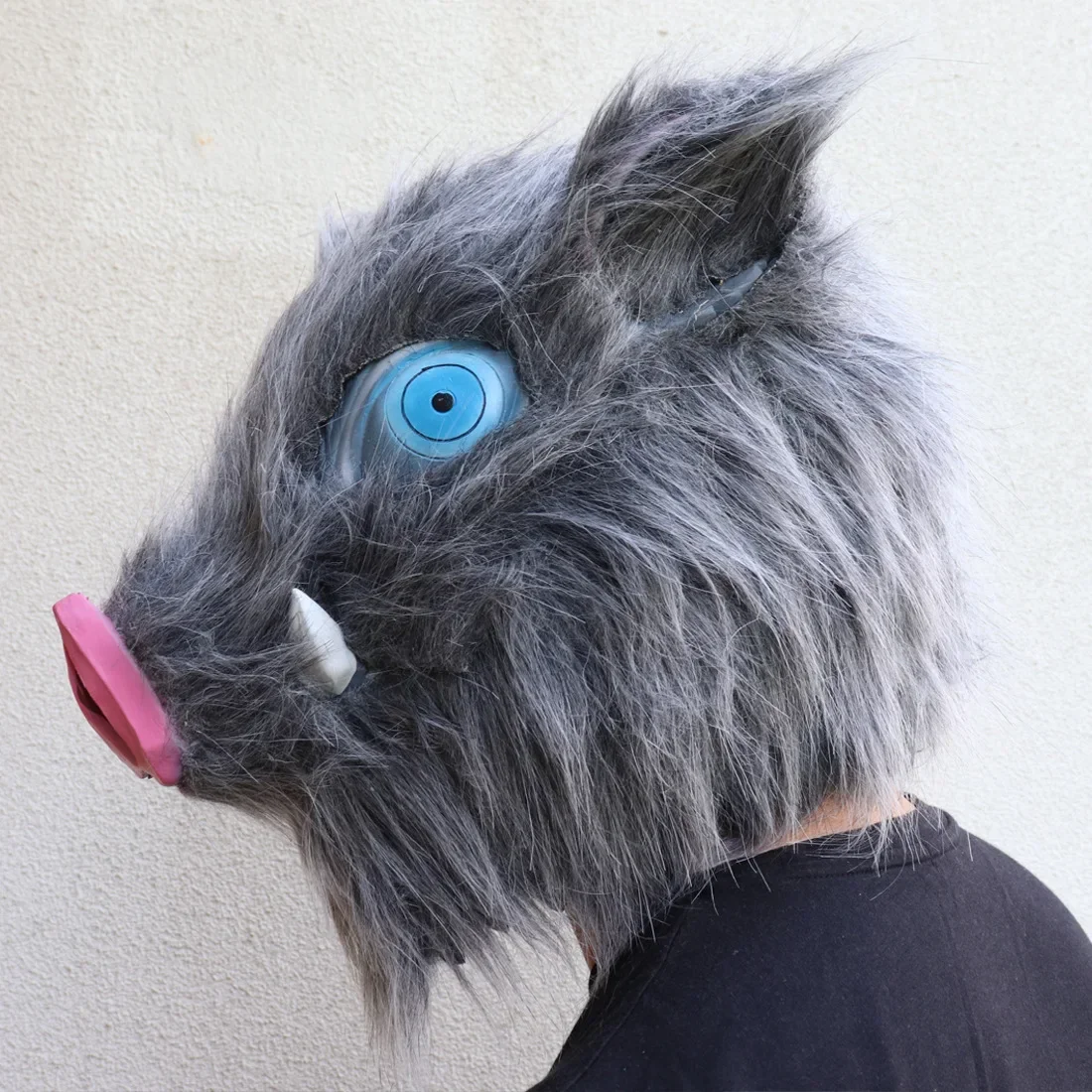 

Anime Yaiba Masker Hashibira Inosuke Lang Haar Varken Hoofd Latex Masker Headset Halloween Cosplay Prop Masker