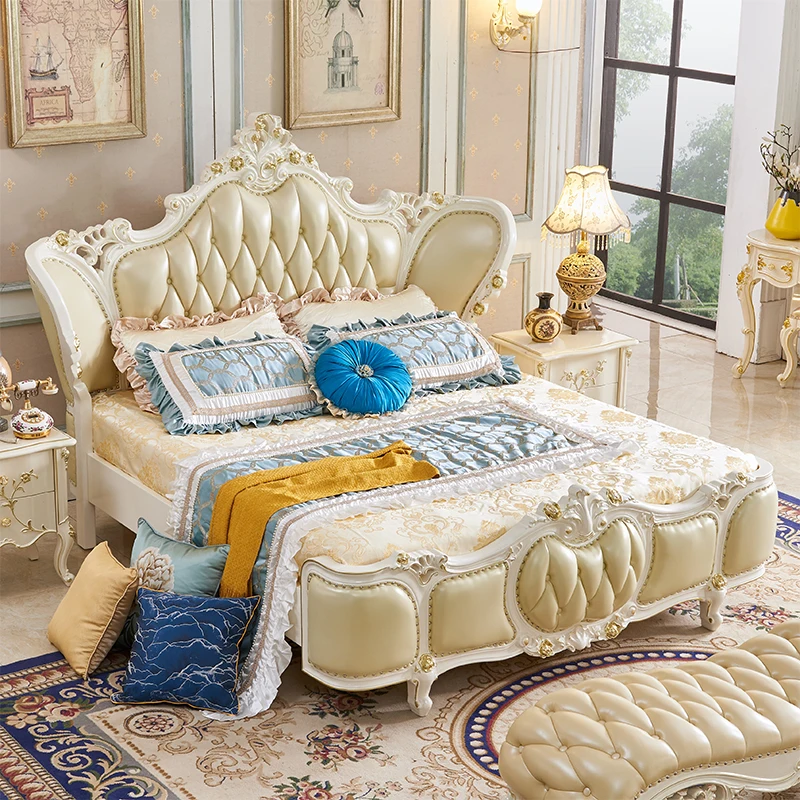 

European Modern Bed Headboards Double Frame Girls Fashion Bedroom Aesthetics Trendy Bed Light Luxury Sleeping Beliche Furniture