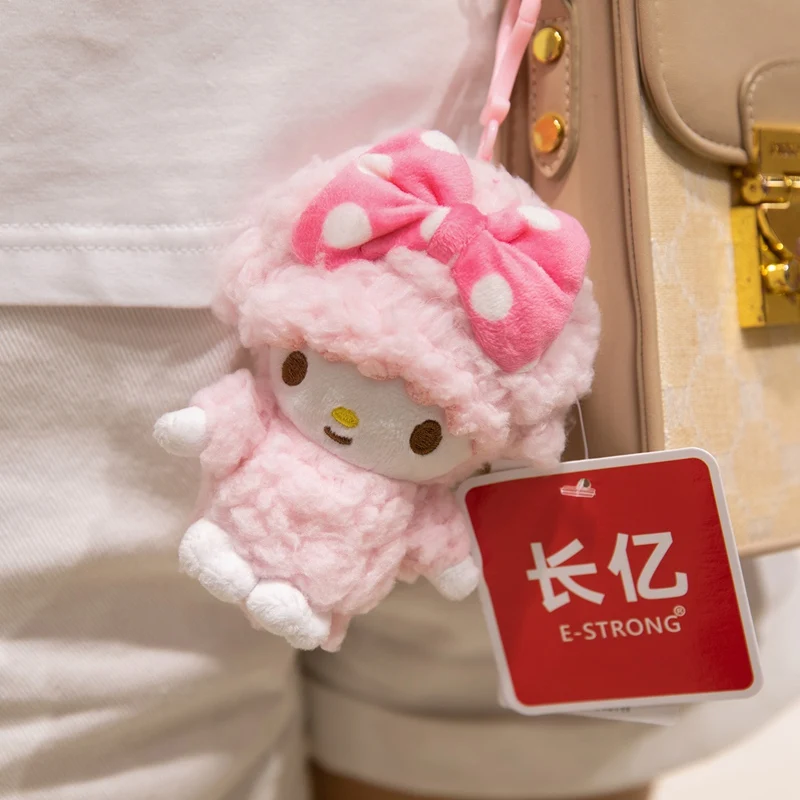 サンリオピアノ羊ぬいぐるみペンダント小銭入れかわいいピンク羊ぬいぐるみキーホルダー女の子睡眠コンパニオンおもちゃ