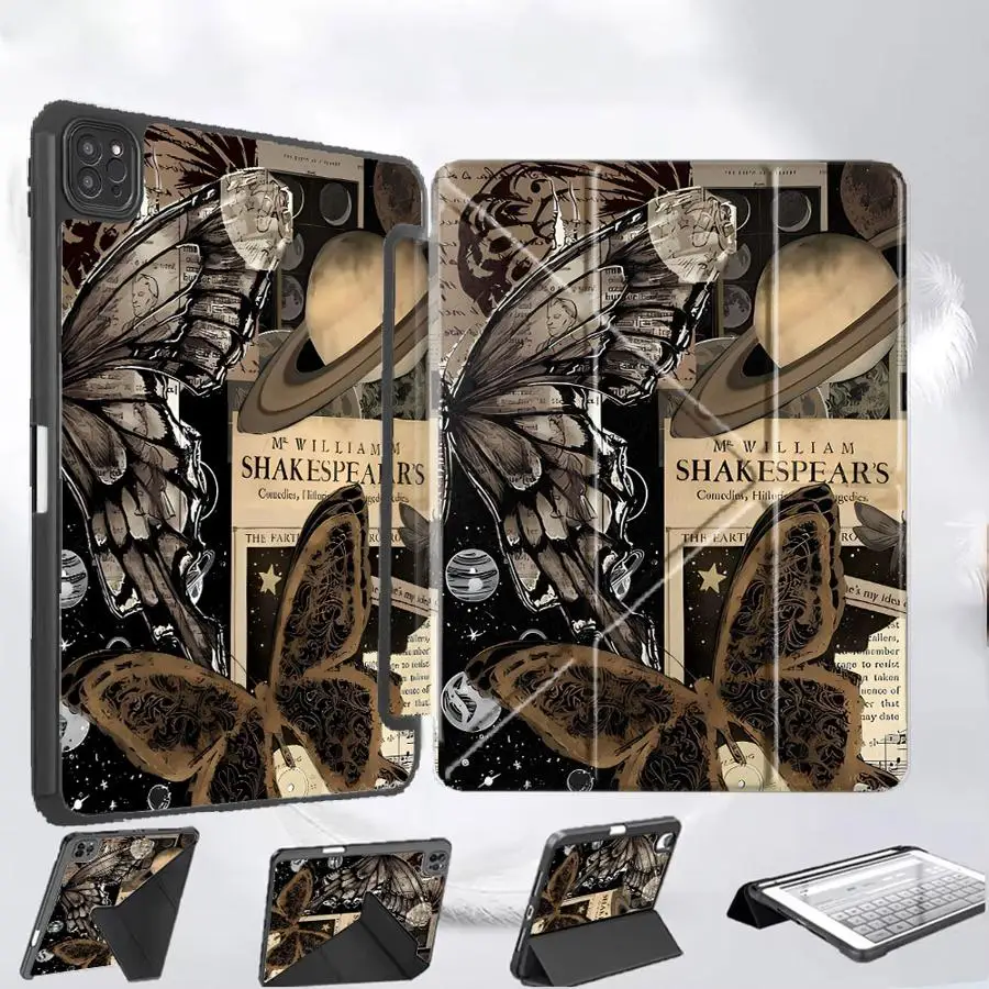 

Чехол-подставка для планшетов iPad Pro 2025, Pro 11-го, 10-го, 9-го, 8-го, 7-го поколений, 12.9 дюймов, Mini 6, 7, Air 4, 5, M3, M2, M4, 11 дюймов, винтажный коллаж