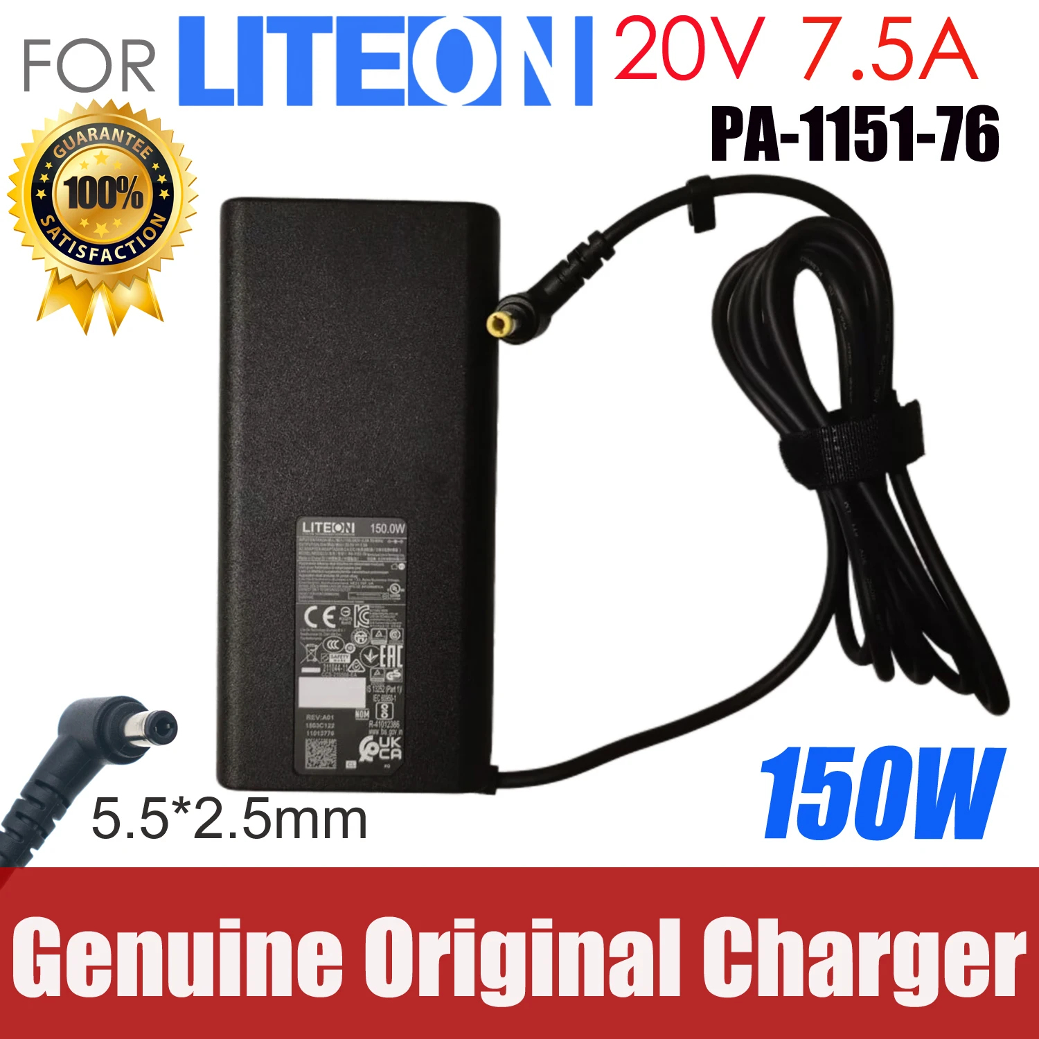 

For GIGABYTE Laptop Power Supply Genuine Liteon PA-1151-76 20V 7.5A 150W 5.5*2.5mm AC Adapter Laptop Charger Original OEM