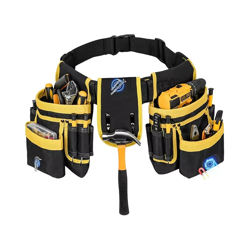 Adjustable Tool Belt Bag with Detachable Work Pouch Heavy Duty Waist Apron Versatile Utility Belt with Multi Pockets
