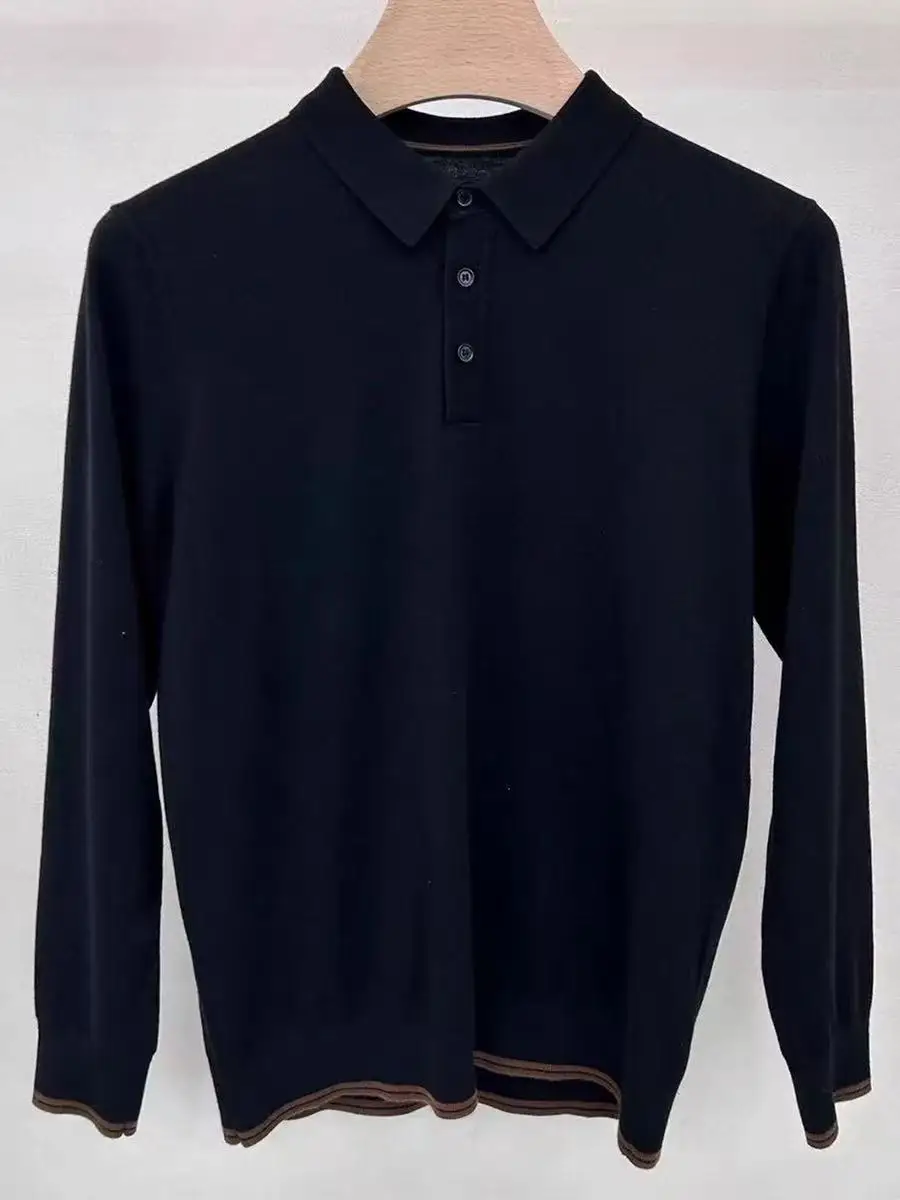 

Autumn Winter New Sle Men's Knitted irt Camere Silk Casual Long Sve Busin Casual Turn-down Collar irt