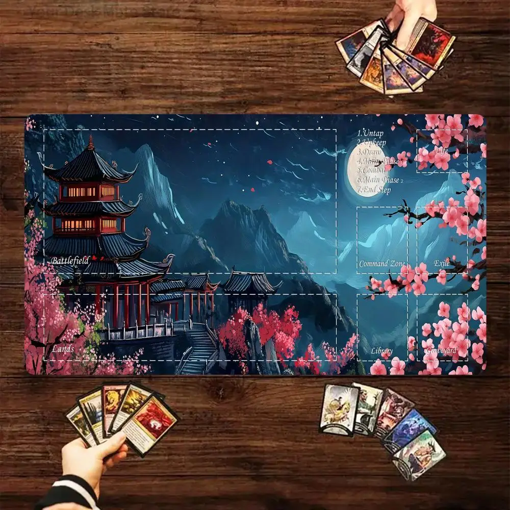 

Игровой коврик Magic Card Playmat с романтической тематикой вишневого цветения, коврик для настольных игр MTG, коврик для командных сражений Commander Battle.
