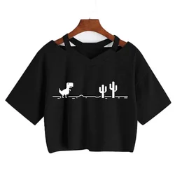 2000s Y2k Print Women Tee Shirt Harajuku Gothic Cropped Mange Tshirt Funny Graphic T-shirt Korean Style Casual Crop Tops Female
