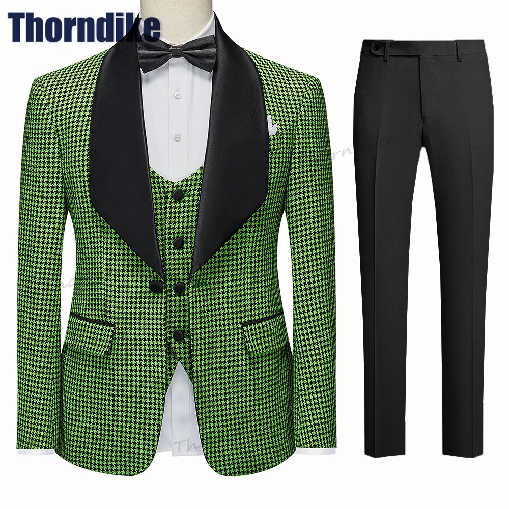 Thordike Luxury New Design Style Green Men Suit 3 pezzi Blazer set Bussiness Casual Wedding Party Prom Suit veste costume