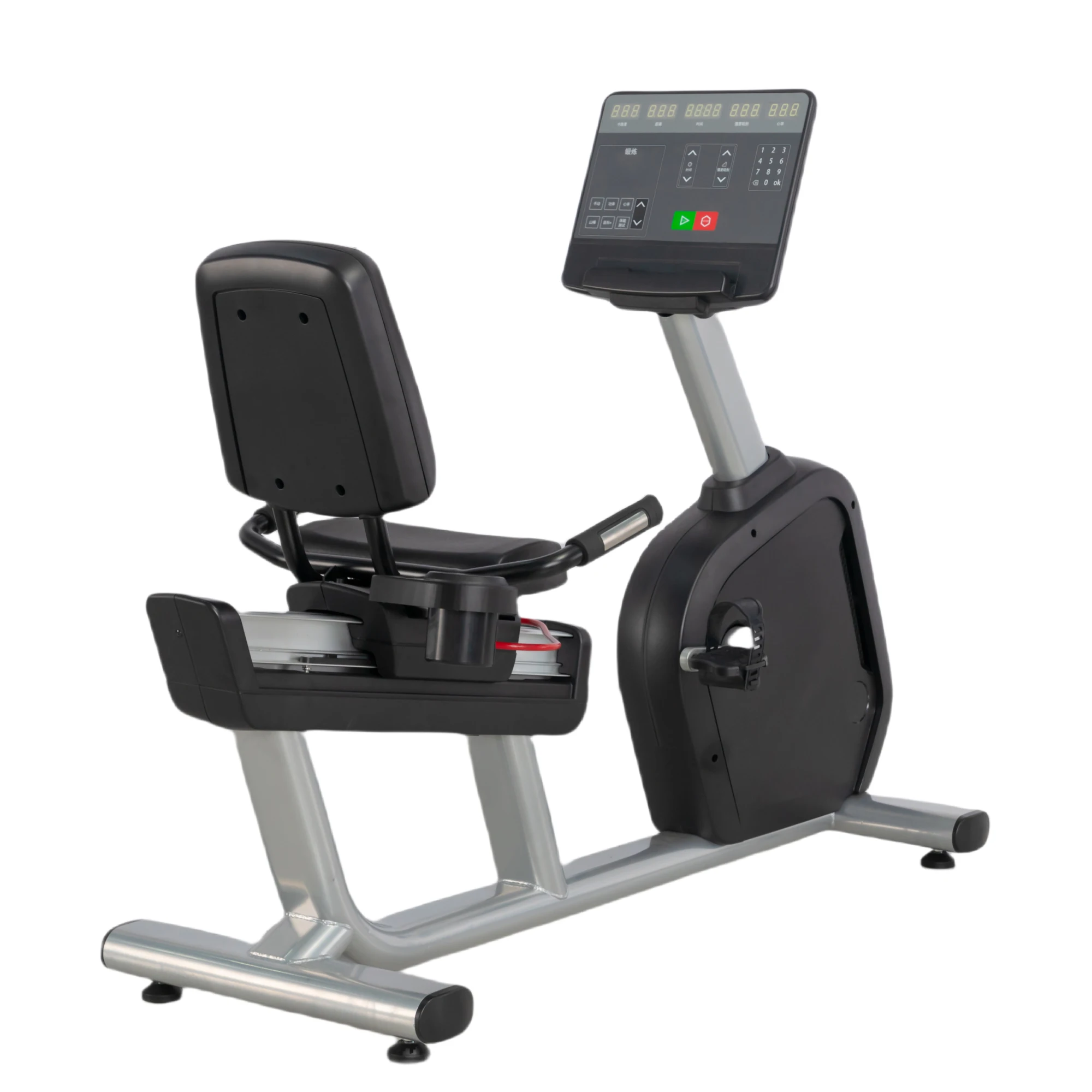 

Newly designed horizontal exercise bicycle magnetoresistive system calorie display aerobic training equipment