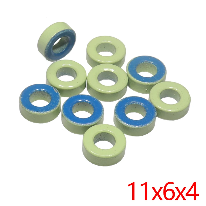 【30-20PCS】Anti-Interference Magnetic Core Winding Inductor 11X6X4MM Blue Green Ring High Frequency Iron Powder Core Ring