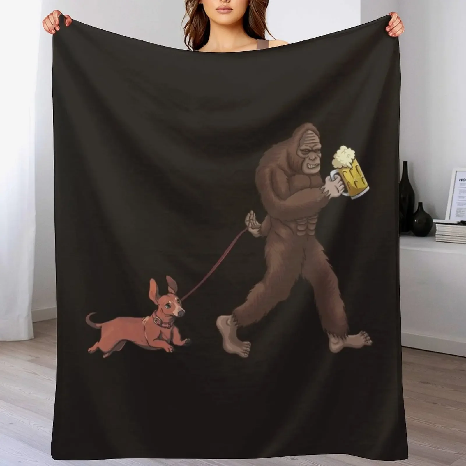 

Dachshund Walking Cartoon Art Throw Blanket Cozy Home Blanket Gift for Christmas Holiday