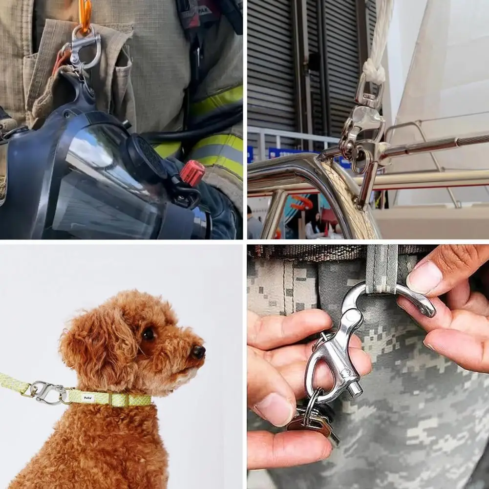 Sturdy Material Lanyard Release Firefighter Quick Release Shackle Set with Leather Handle 1000kg Load Capacity for Emergency