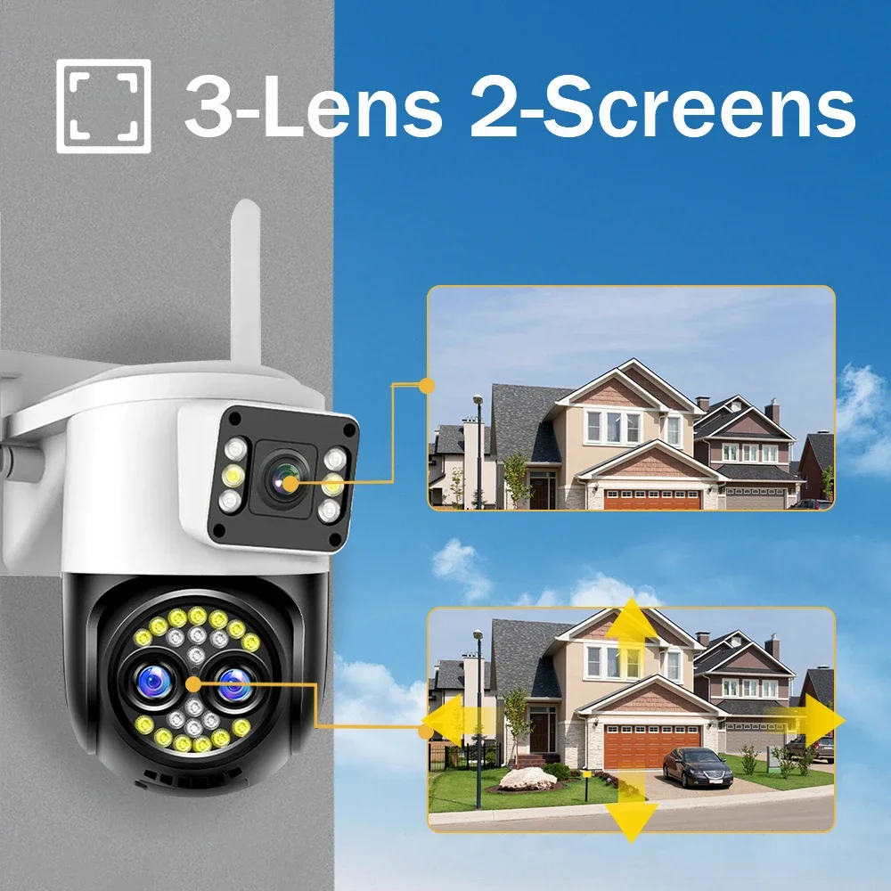 YOOSEE 10X Zoom PTZ WiFi 6K12MP Three Lens Outdoor Security IP Camera More LEDs Light Smart Monitor Night Vision CCTV Camera