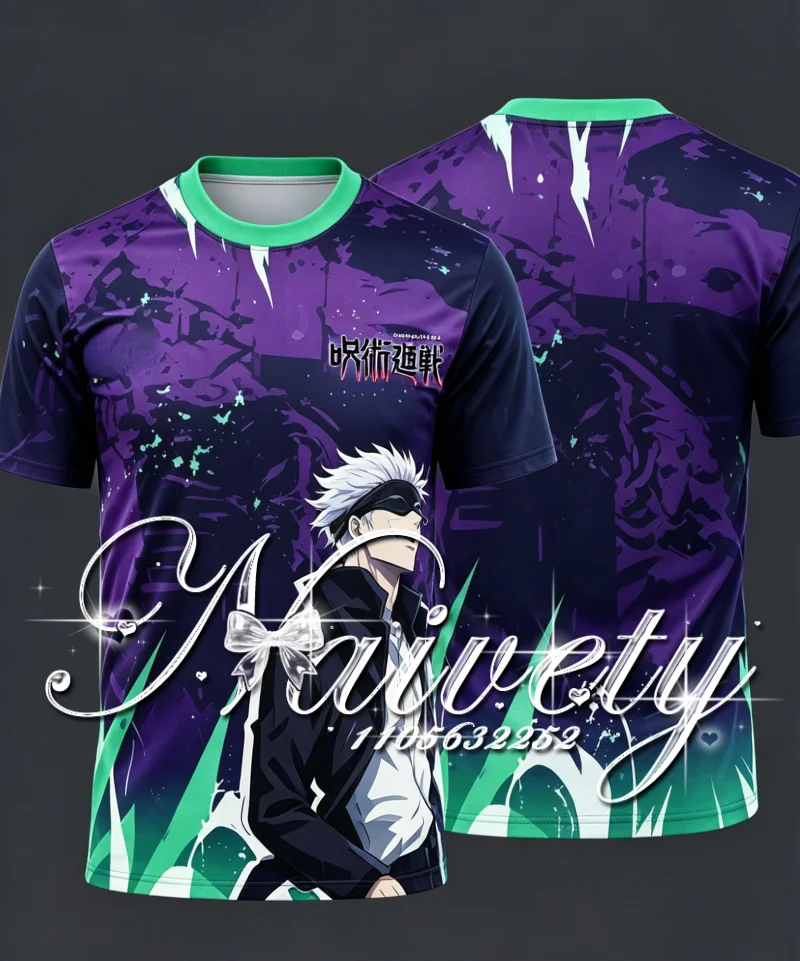 Summer New Jujutsu Kaisen Satoru Gojo 3D Print Quick Dry Sports T Shirt Unisex Loose Anime Fans Short Sleeve Casual Top Y2k