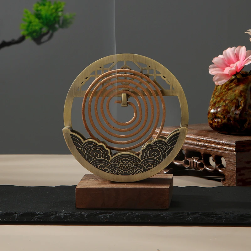 Metal Incense Holder Retro Coil Incense Burner Mosquito Incense Tray Aromatherapy Incense Burner Home Art Decoration