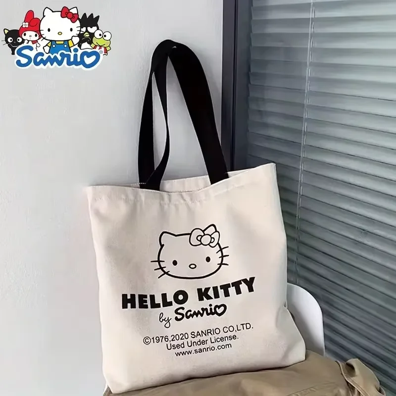 

Sanrio hello kitty handbag Canvas shoulder Bag girl Large Capacity storage Bag Fashion tote Shopping Bag Girls Gift