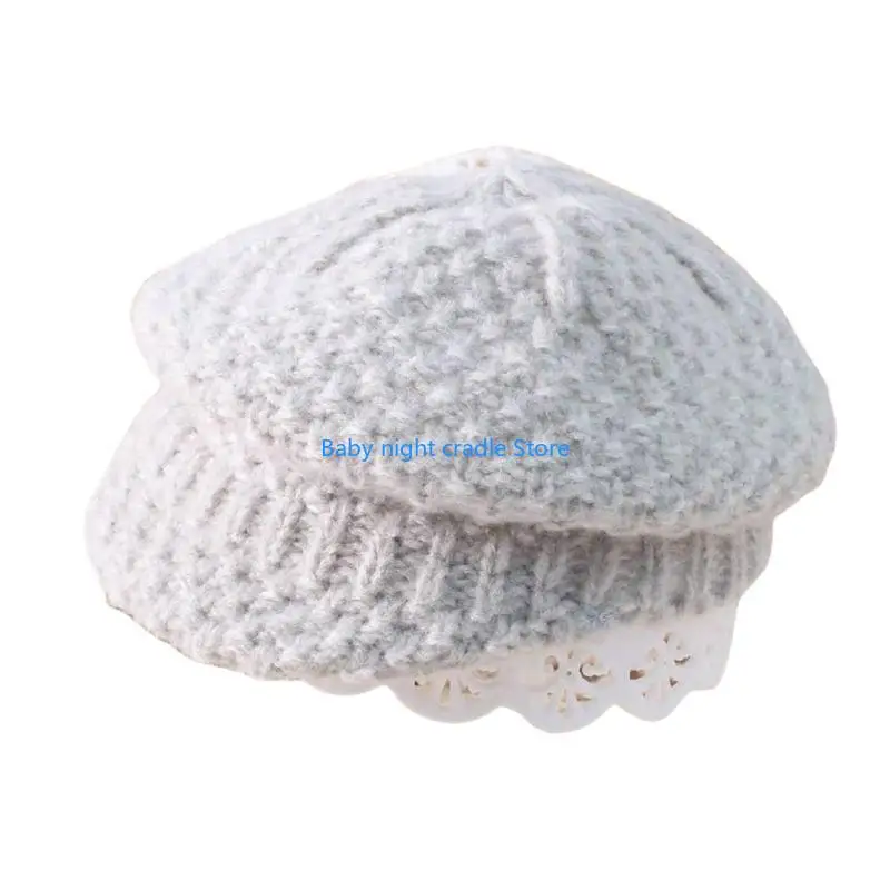 قبعة J2FF بلون سادة لحديثي الولادة لالتقاط الصور، قبعة بيريه قصيرة الحواف، دعائم تصوير مريحة لتسجيل النمو