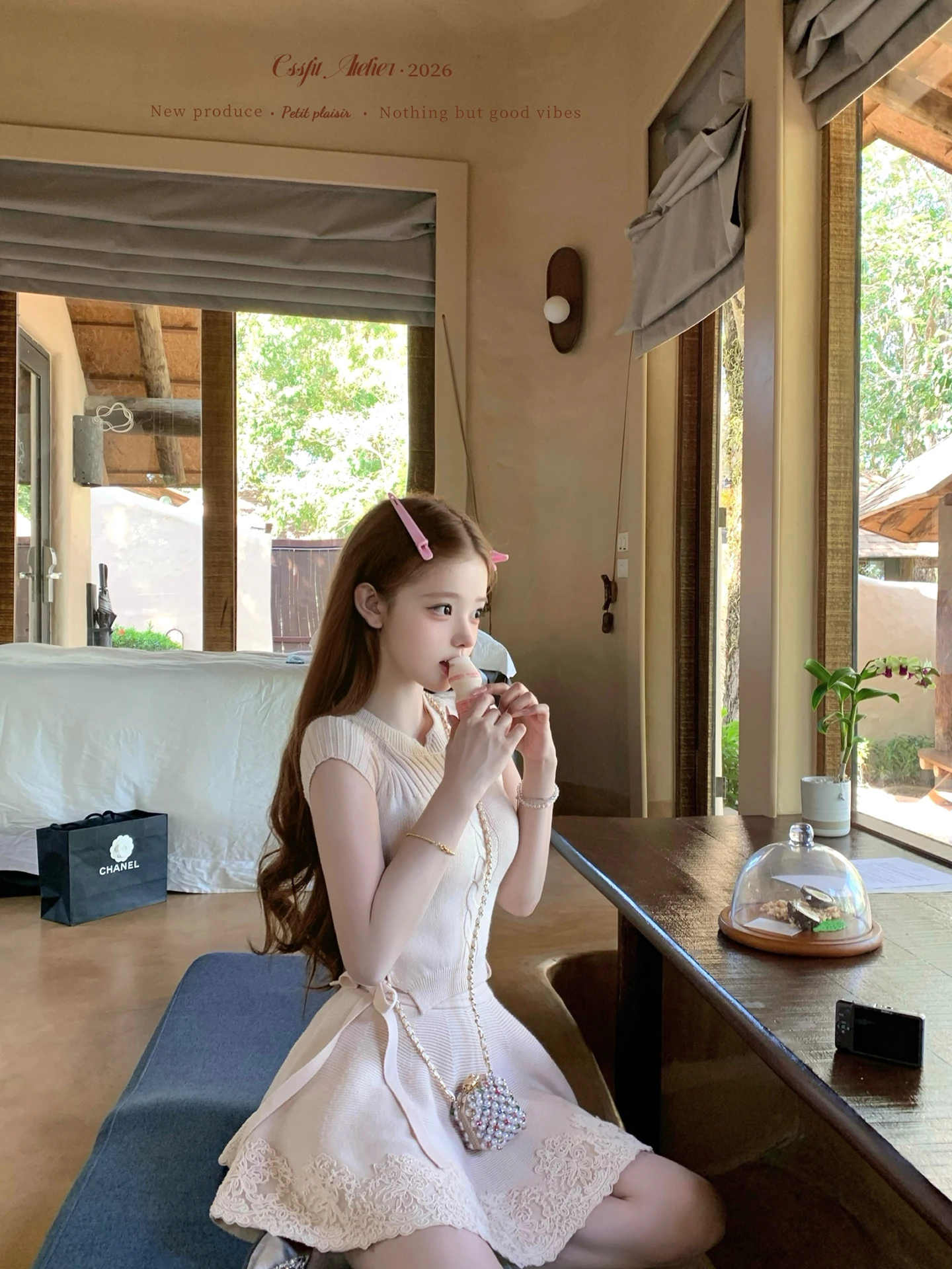 

Весенний модный комплект: вязаная кружевная юбка с поясом и бахромой, женский ансамбль от бренда Chi umanchum