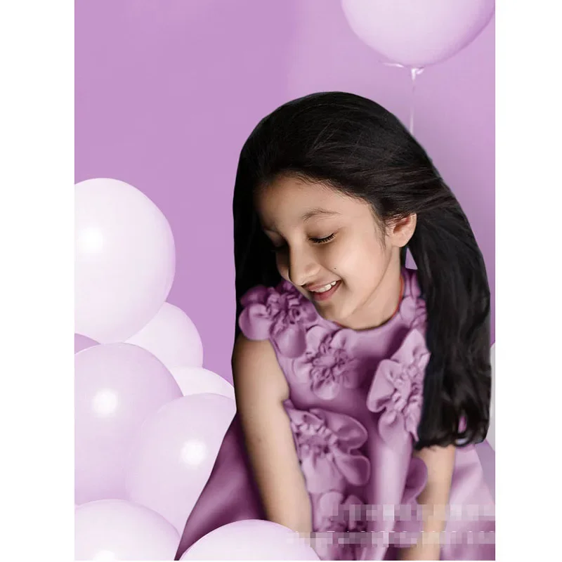 Jyy violeta flor menina vestido de princesa vestido de baile adequado para igreja feriado beleza concurso aniversário casamento traje vintage