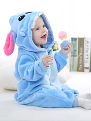 Newborn Kids Baby Boys Stitch 3D Ear Zipper Hooded Romper Jumpsuit Outfits