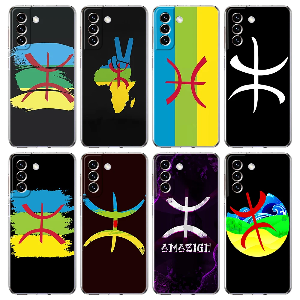 Amazigh Berber Flag Phone Case for Samsung Galaxy S24 S23 S22 S20 S21 FE Ultra S24 S23 S10 S10E S9 S8 Plus 5G Transparent Shell