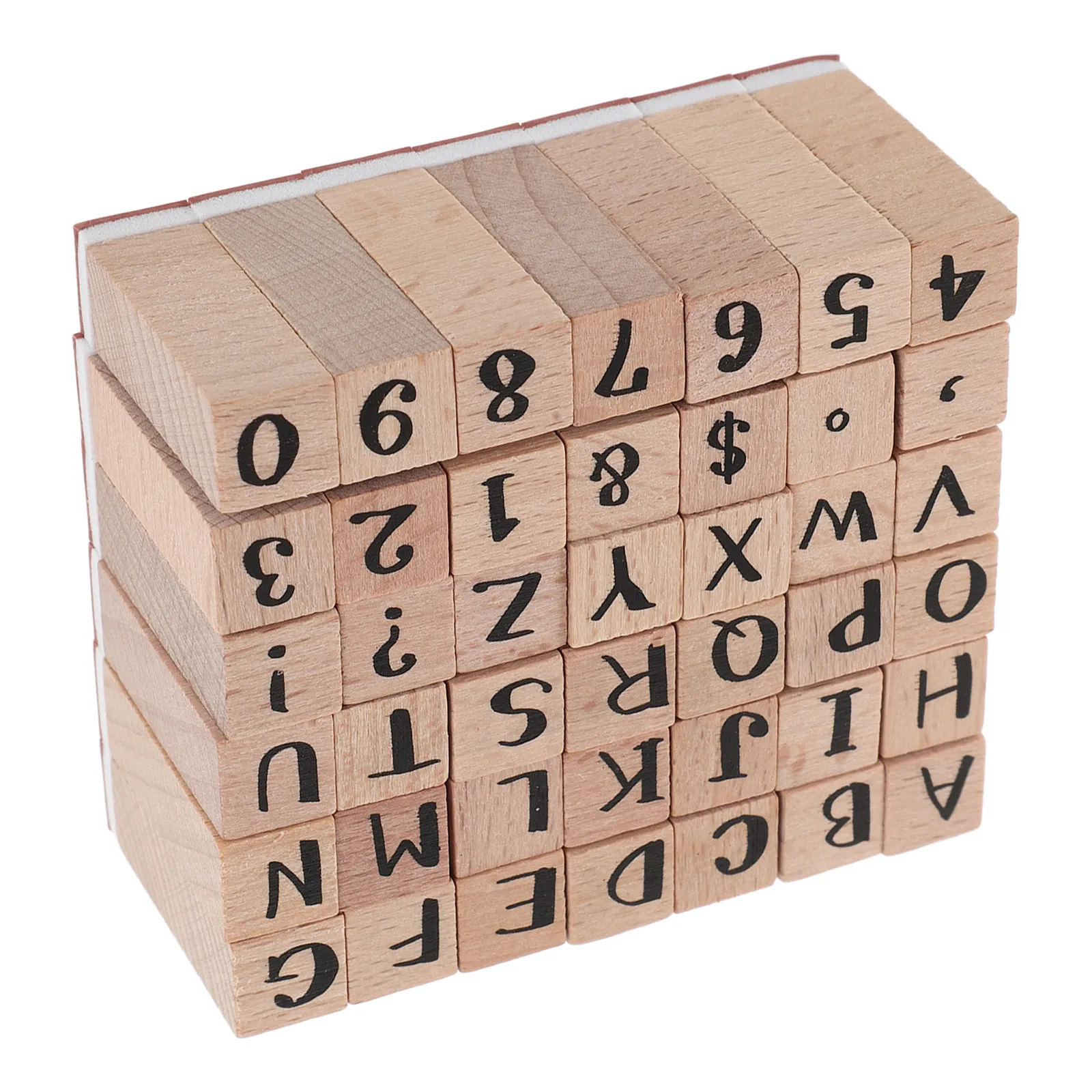 42Pcs Alphabet Number Stamp Set Wood Rubber Letter Stamps DIY Scrapbook Supplies Journaling Crafting Card Making Clay Projects