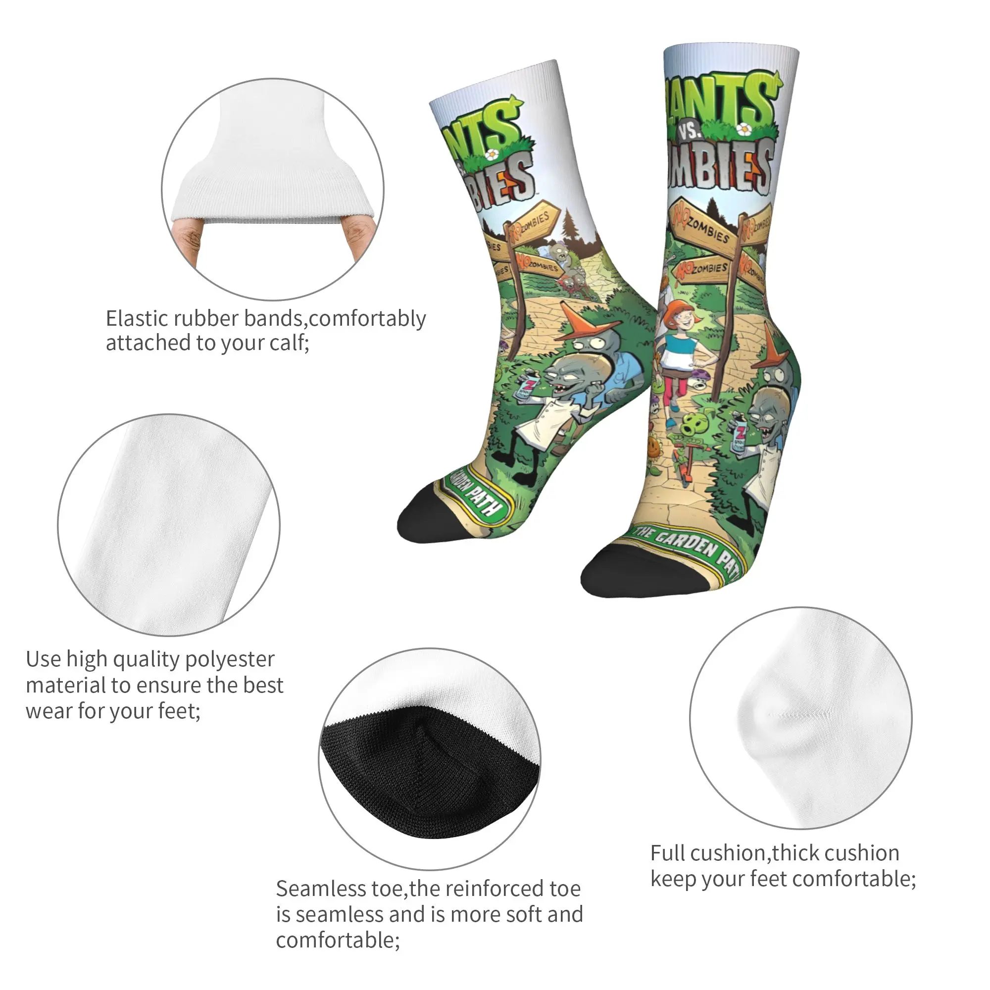 لعبة P-Plants-vs-Zombie جوارب الكبار الرجال الجوارب متوسطة لينة جوارب بأشكال مضحكة الشتاء تشغيل الرياضة المضادة للانزلاق الجرافيك الجوارب #6