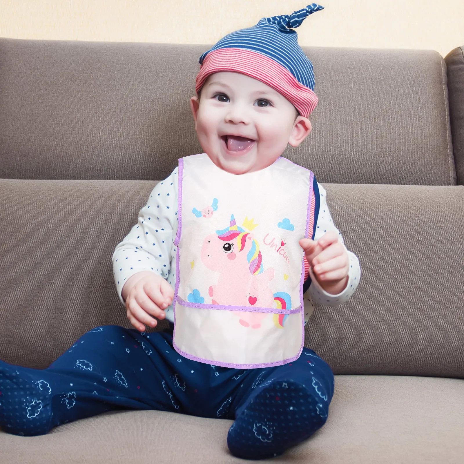 

Waterproof Baby Bib for Feeding and Drooling Made of Soft Polyester Cotton Material Suitable for Infant Toddler Boys Girls Easy