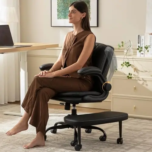 Cross Legged Office Chair,ADHD Criss Cross Desk Chair with Wheels & Stretchable Rotating Footrest,Height Adjustable