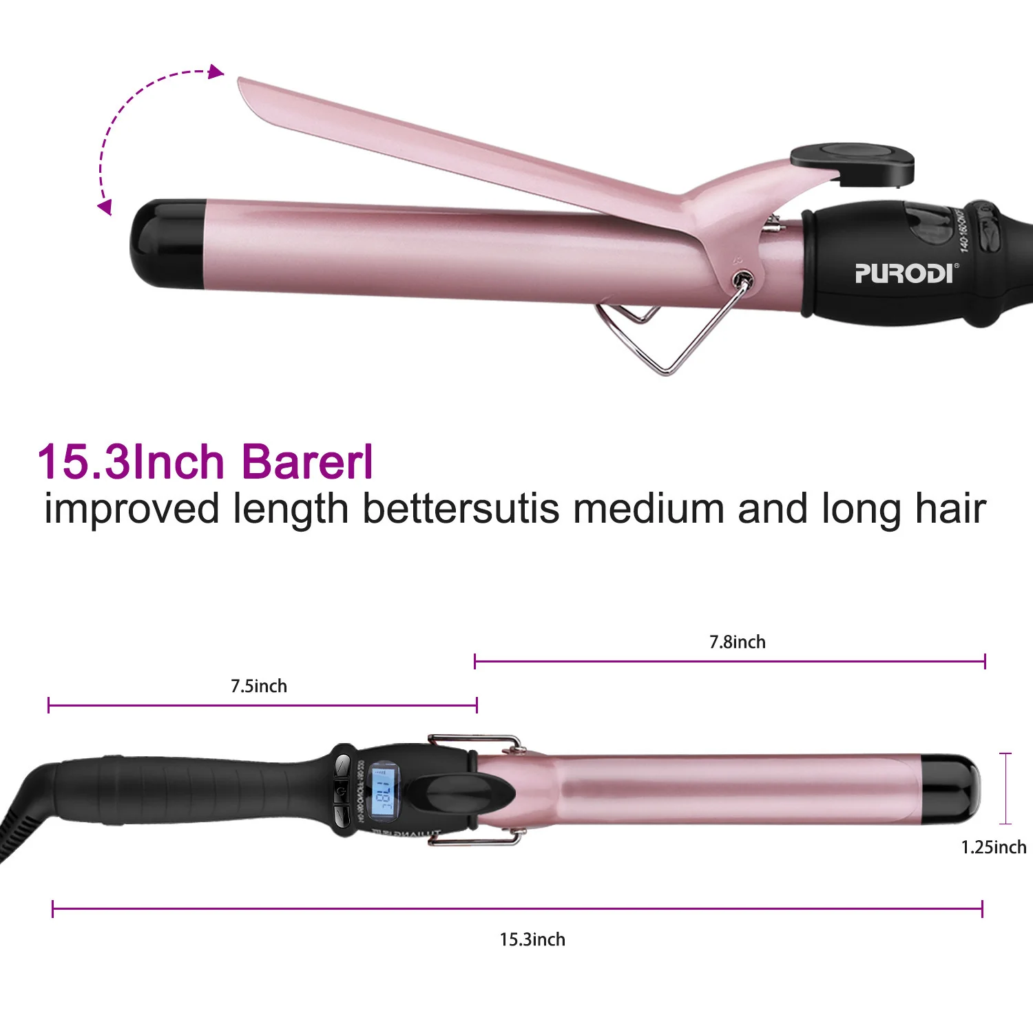 

Hair Curler Single Tube Ceramic Curling Iron, 25mm 28mm 32mm Glaze Pear Fower Cone Electric Curly LCD hair styler