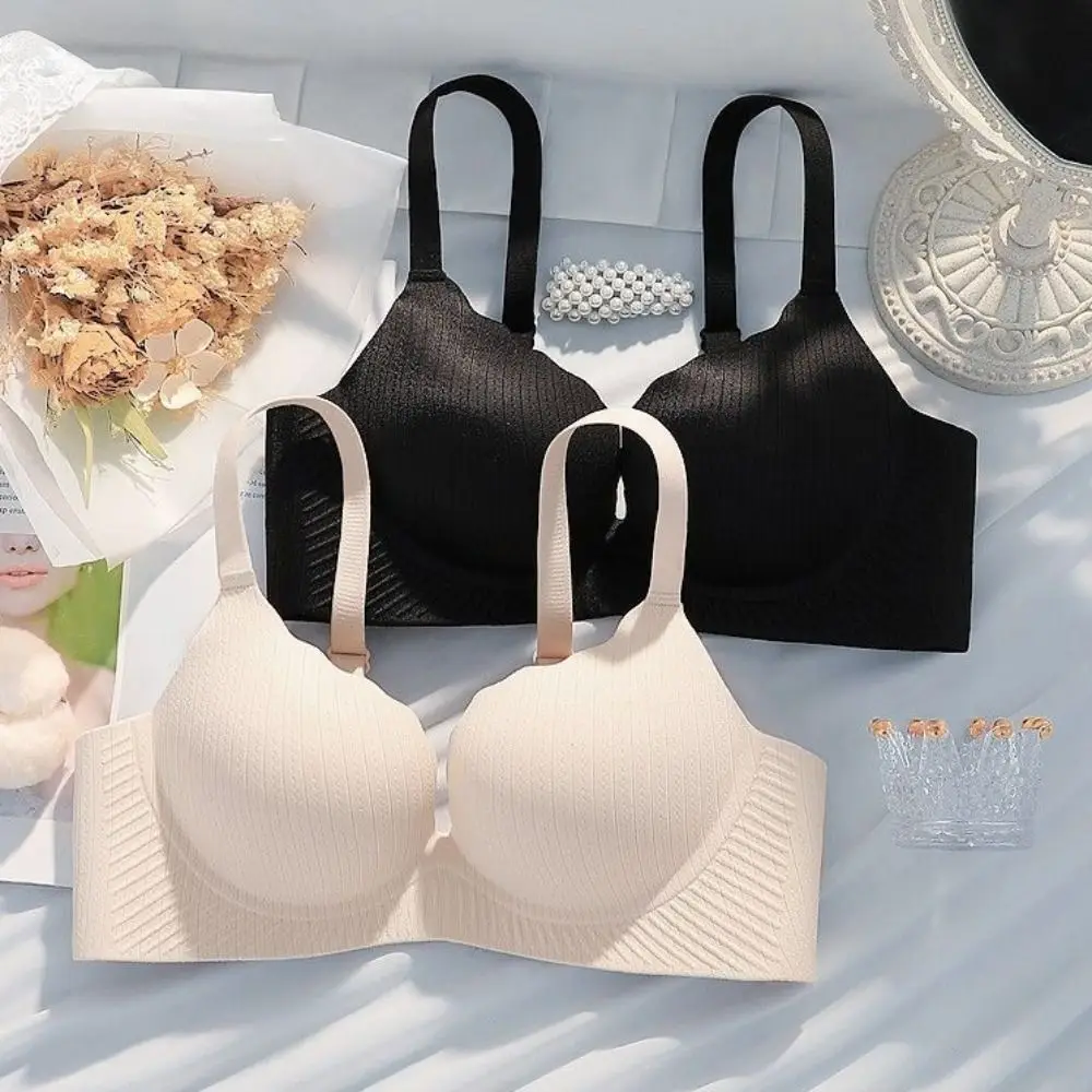 

Soft Shockproof Wireless Deep V Bra Anti-sagging Push Up Underwear for Women Thin Sweet Seamless Bra Gifts