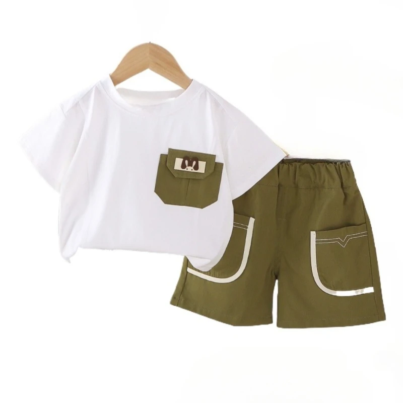 

Новый летний комплект одежды для маленьких мальчиков, детская повседневная футболка с короткими рукавами и шорты, 2 шт./компл., комплект одежды для девочек, костюм для младенцев