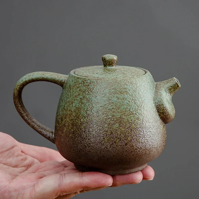 Japanese Style Stoneware Teapot Single Pot Large Capacity Side Handle Pot Household Retro Japanese Ceramic Kung Fu Tea Maker