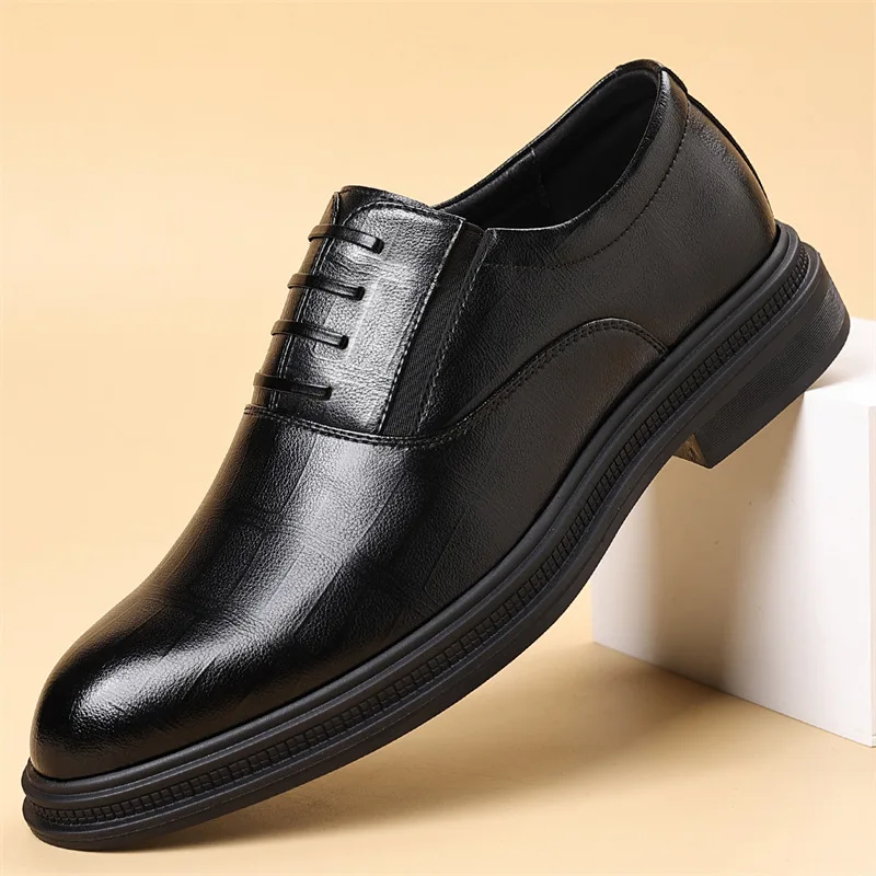 

Men's Formal Dress Elevator Shoes Height Increasing Shoes for Wedding Business Comfortable Leather Low cut Breathable Oxfords