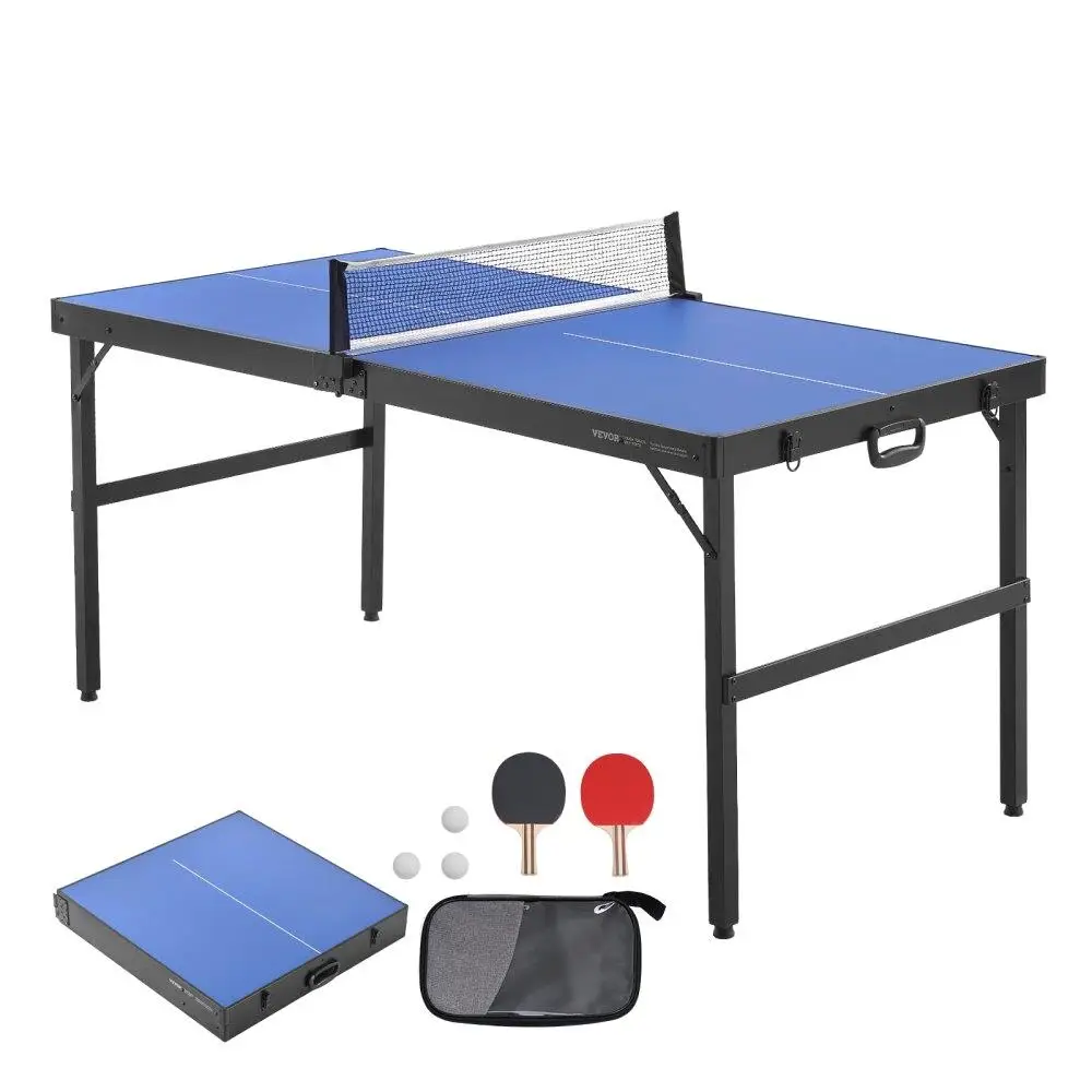 

Foldable Mid-Size Indoor Table Tennis Game Table with Net Portable Ping Pong Table for Family Fun