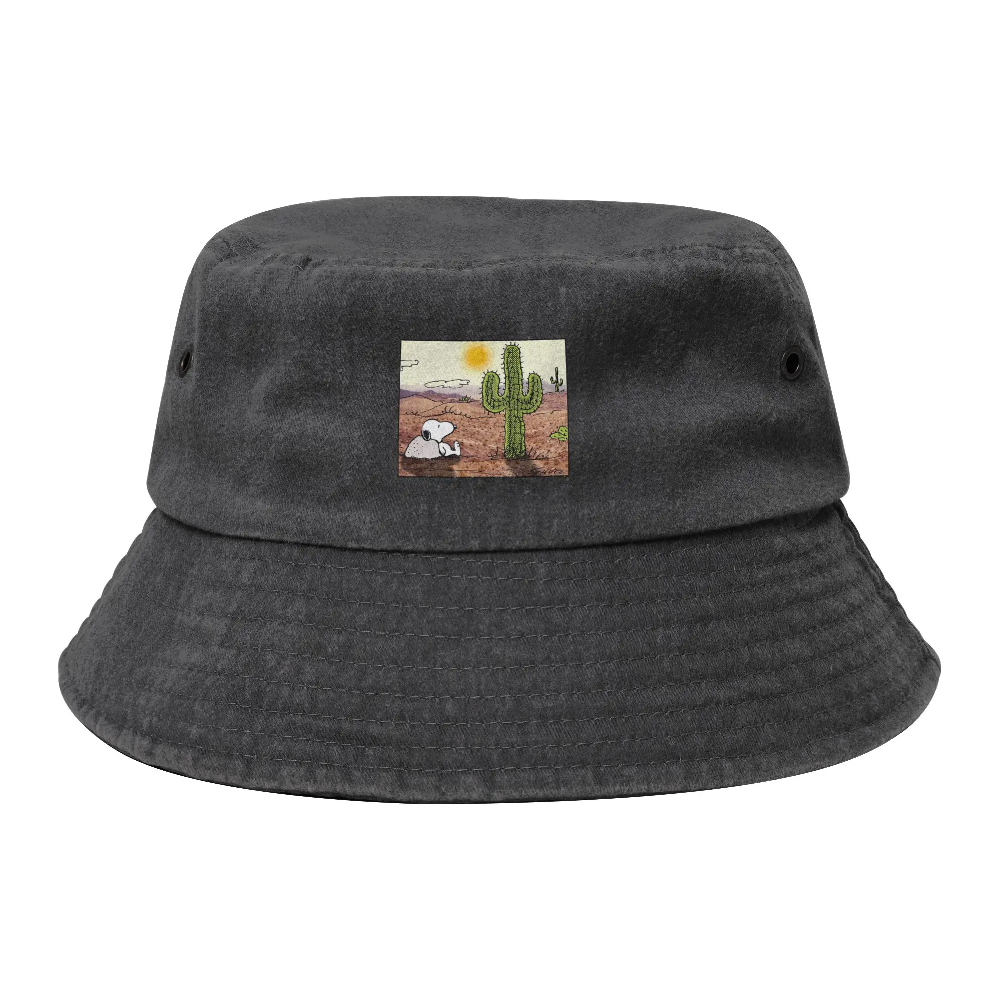 chapeu-bucket-teen-snoopys-desert-daydream-art-calm-retro-para-verao-praia-ferias-acampamento-e-pesca-estilo-panama