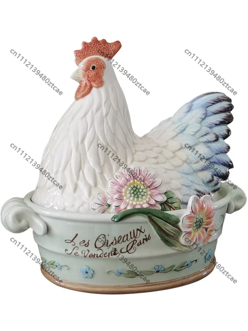 

Ceramic Hen Storage Jar, Candy Cookie Snack Container, Egg Organizer Box Home Decoration Ornament Gift for Friends