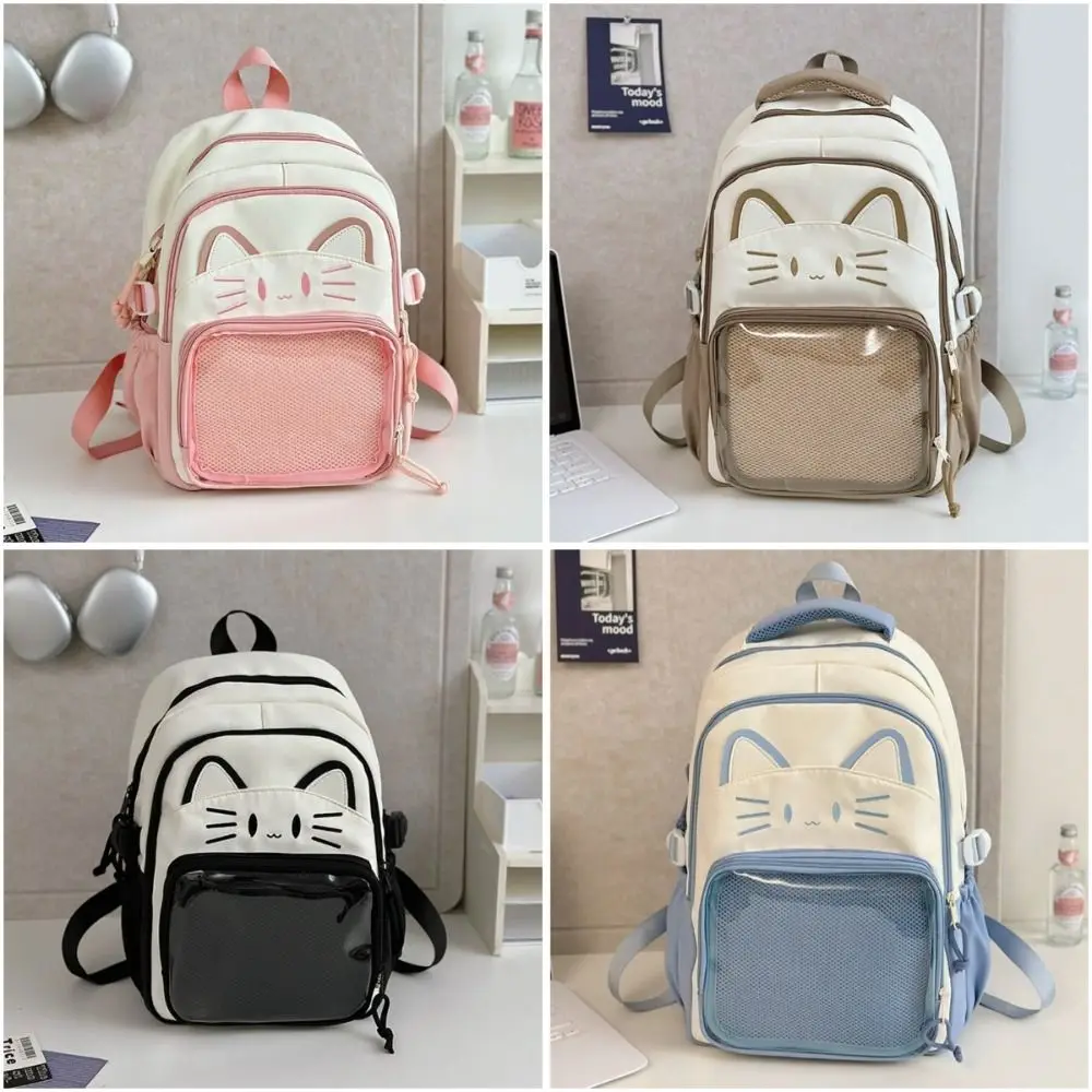 

Японский прозрачный рюкзак Ita, большая емкость, сделай сам, дисплей, школьная сумка с мультяшным котом, рюкзак с двойным плечевым ремнем, косплей, событие