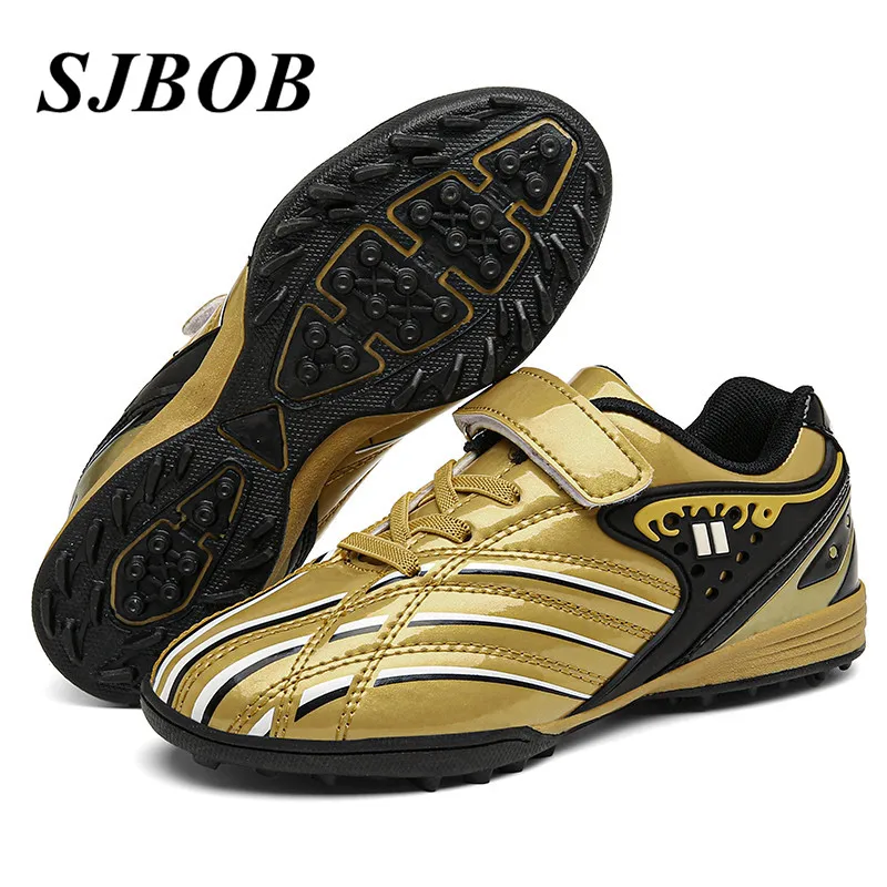 

Golden Kids Football Shoes Leather Hook Loop TF Boy's Futsal Soccer Shoes Light Non-Slip Boy Training Sneakers Sapatilhas Menino