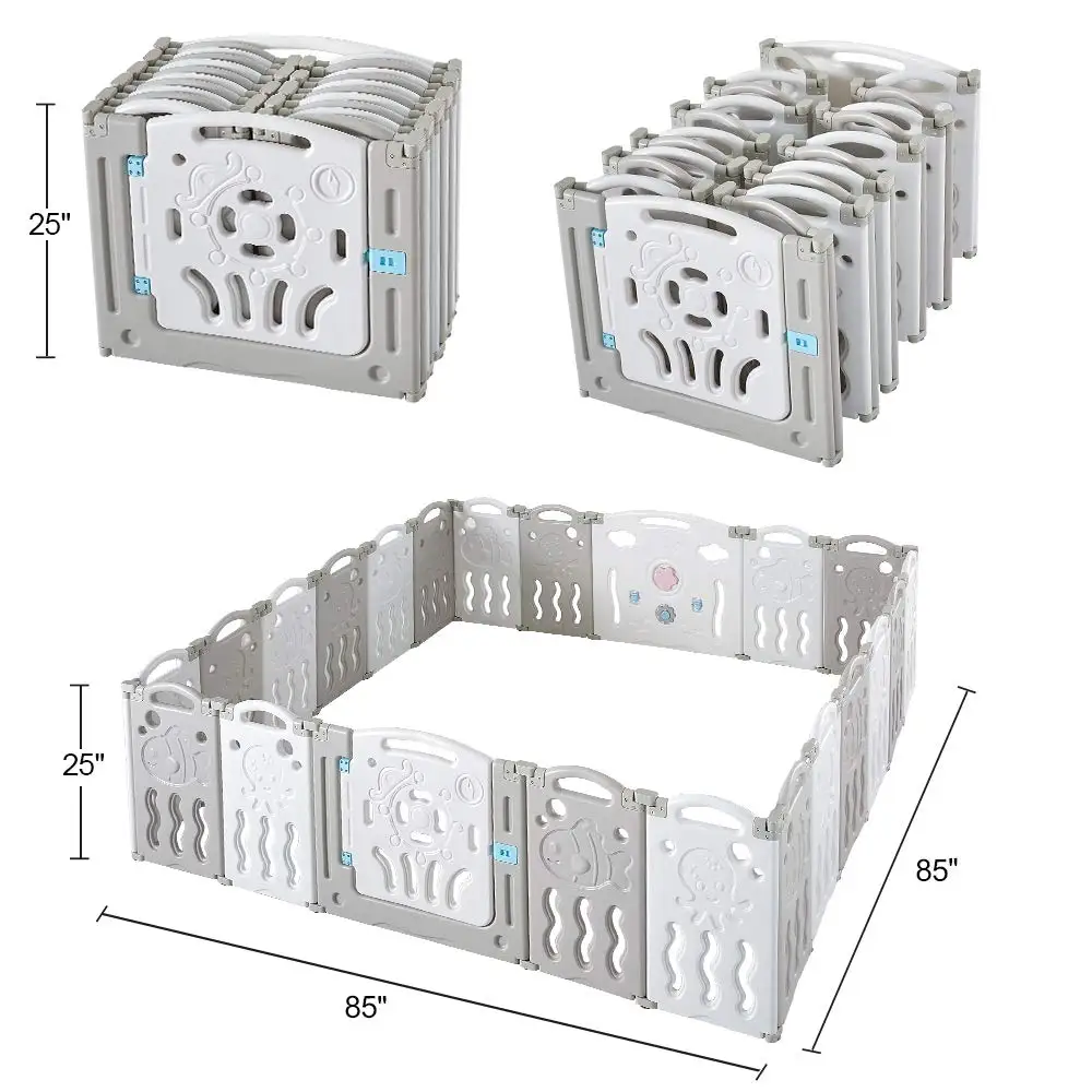 Playpen 22 Panel Foldable Baby Playpen Foldable Child Activity Center Safe Play Field Home Adjustable Shape Portable Design