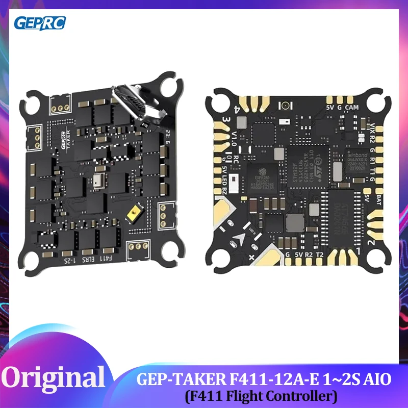 

GEPRC TAKER F411-12A-E 1-2S AIO F411 Контроллер полета 4в1 12A ESC BMI270 ELRS 2.4G 3.0 RX 25,5X25,5 мм DarkStar20 Cinewhoop RC
