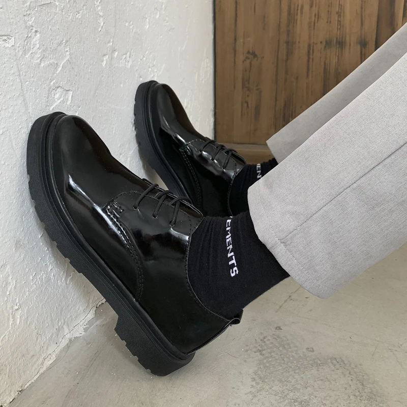 Spring  autumn youth business casual shoes height increasing anti slip high-end feel student shoes studio shoes