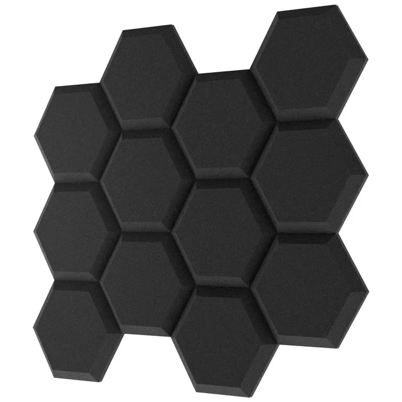 6/12Pack Hexagonal Studio Acoustic Foam Flame Retardant Noise Insulation Sound Absorption Treatment Panels 2 Inches Thickness