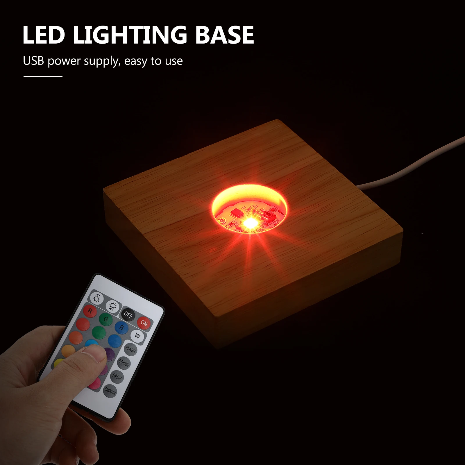 

1set 1Set Wooden Led Display Base For Crystal Ball Durable Light Stand, Usb Powered Night Lamp, Glowing Base For Glass Art