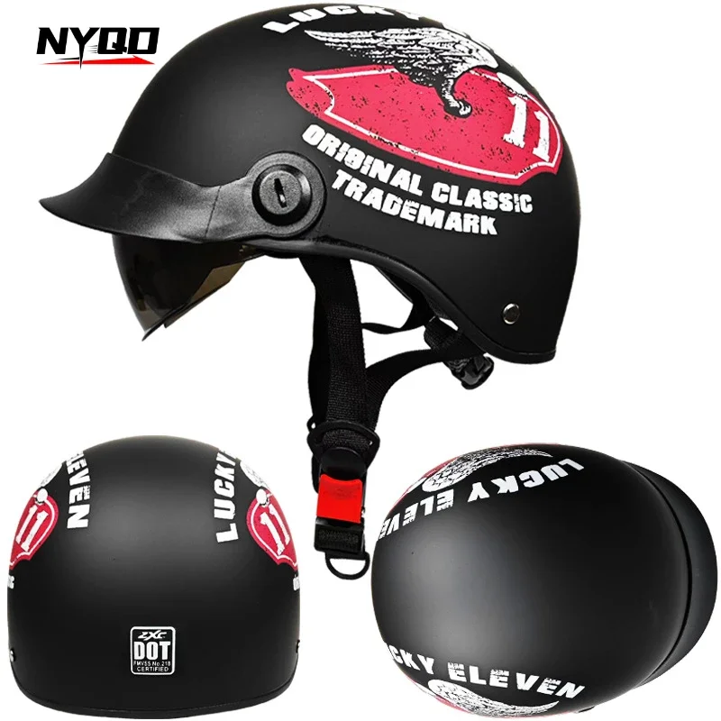 

Мотоциклетный шлем Casco Moto полушлем немецкий классический мотошлем ретро DOT сертификация Capacete De Moto с HD козырьками