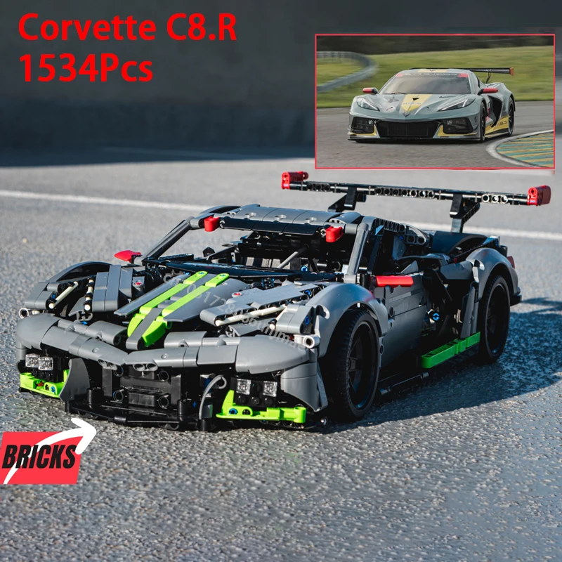 NEW Technology Corvette C8.R Super Racing Car Model Building Blocks DIY Speed Champions Vehicle Assembly Kids Toy Birthday Gifts